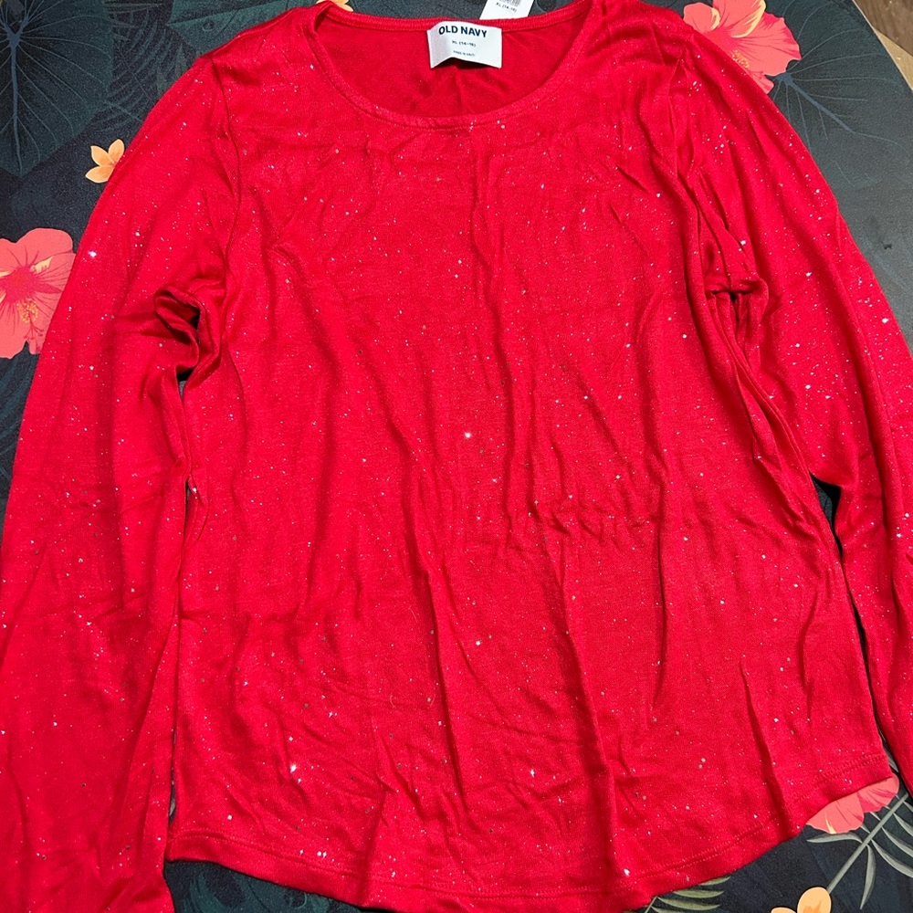 Girls Old Navy Long Sleeve sparkly shirt sz 14-16 NEW